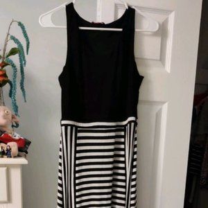 Black and White Maxi Dress with Slit